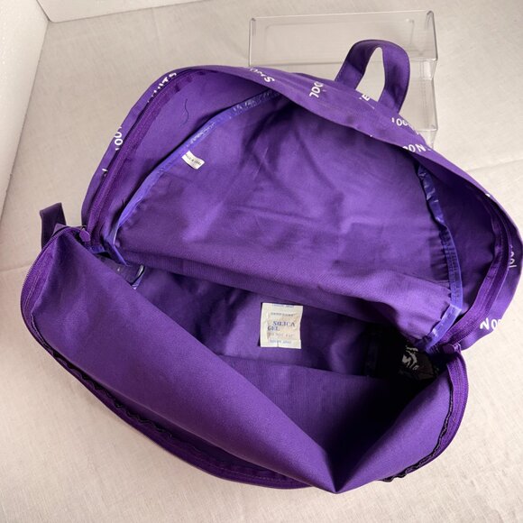 Vintage 1980\'s Peanuts Charlie Brown Snoopy Backpack Bag Purple Canvas Joe Cool main image 4